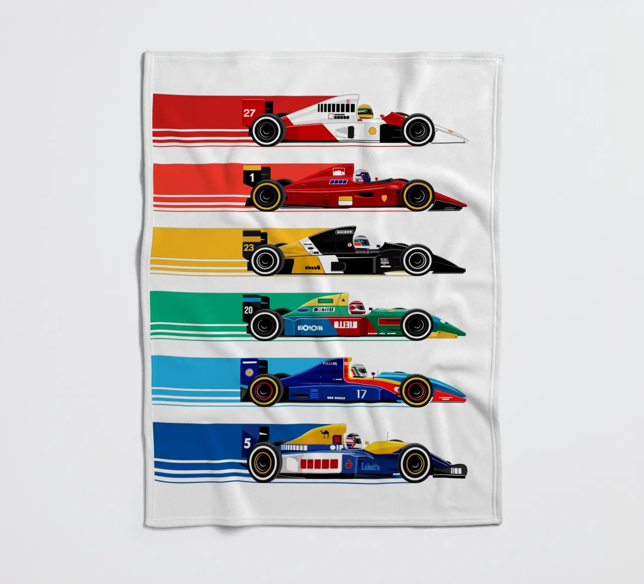 Auto da corsa di Formula retrò coperta in pile da Mariel Toigo