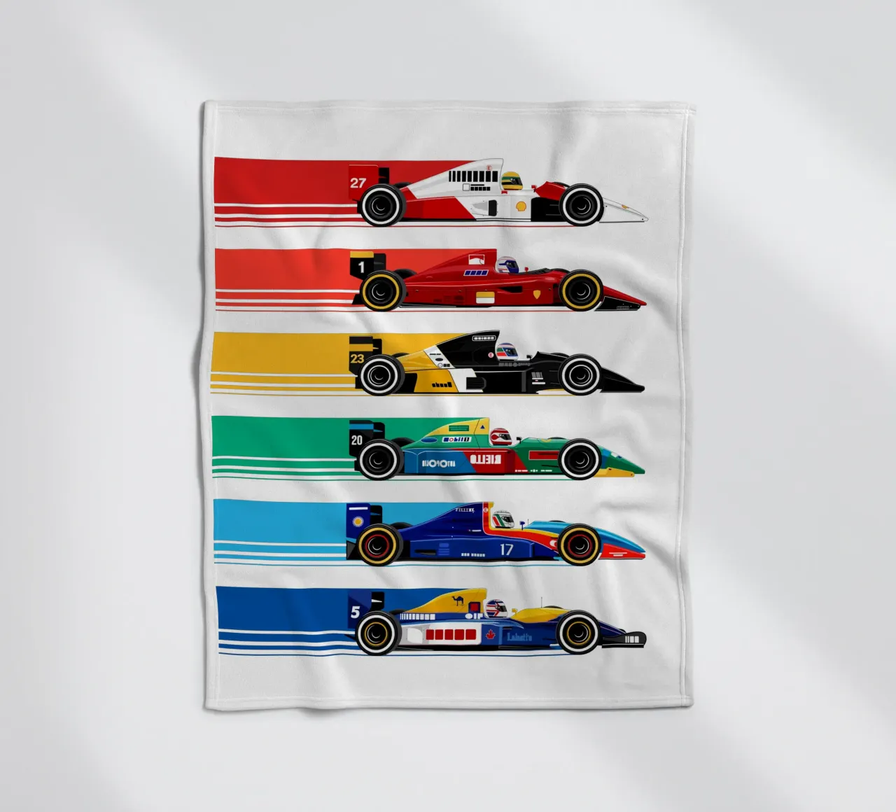 Auto da corsa di Formula retrò coperta in pile da Mariel Toigo