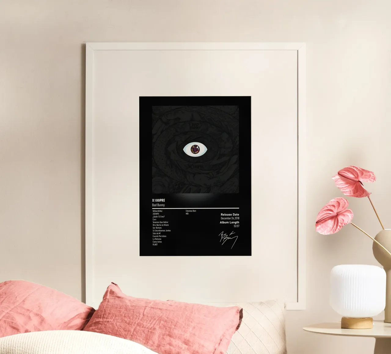 X 100PRE (2018) Bad Bunny poster con telaio in legno da DGUnder