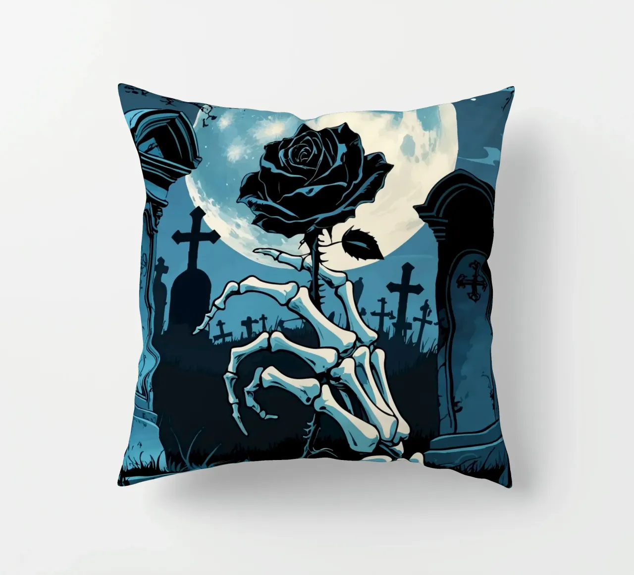 Rosa nera al chiaro di luna cuscino da pixelbull - medieval art and more