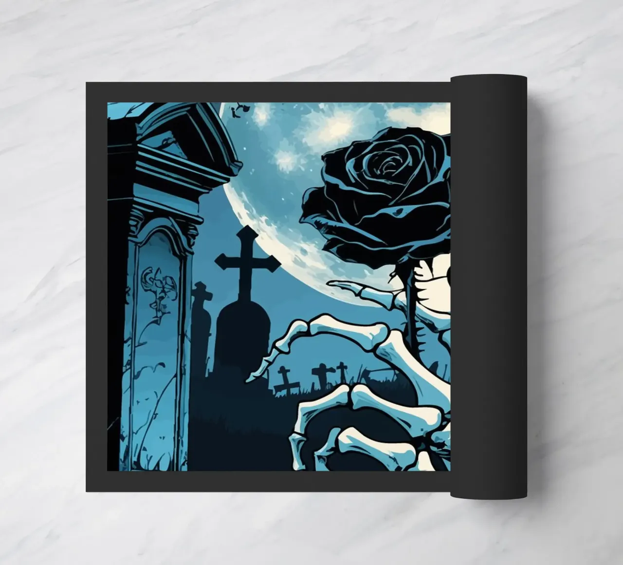 Rosa nera al chiaro di luna zerbino da pixelbull - medieval art and more