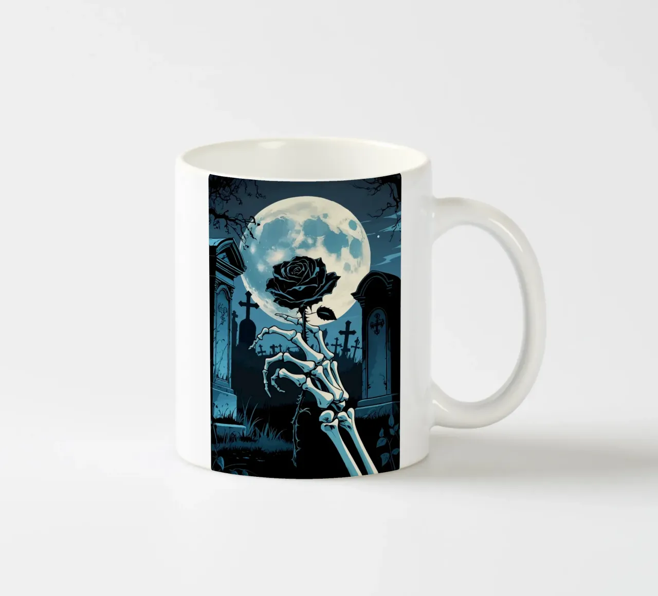Rosa nera al chiaro di luna tazza in ceramica da pixelbull - medieval art and more