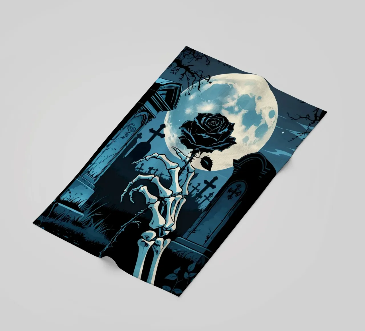Rosa nera al chiaro di luna telo mare da pixelbull - medieval art and more