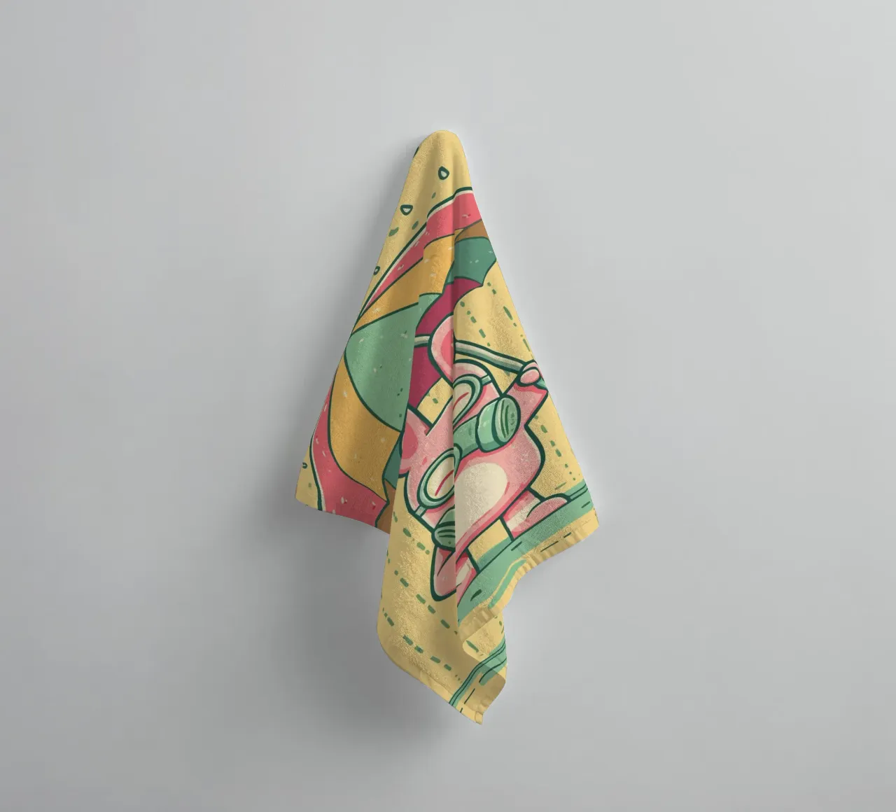 Rabbit with gas mask in the rain towel by pixelbull - medieval art and more