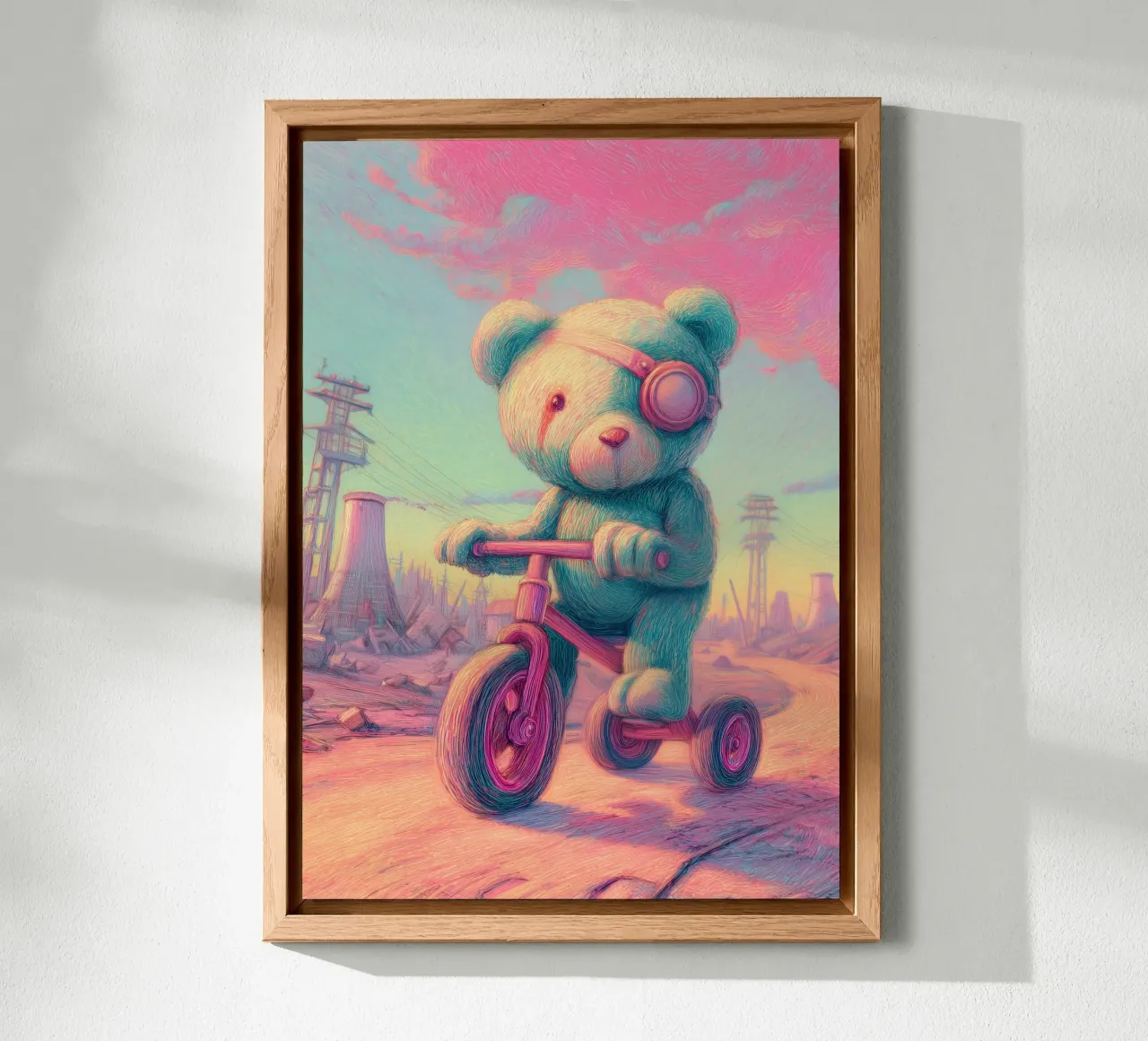 Orso con un occhio solo nella terra desolata alluminio dibond da pixelbull - medieval art and more