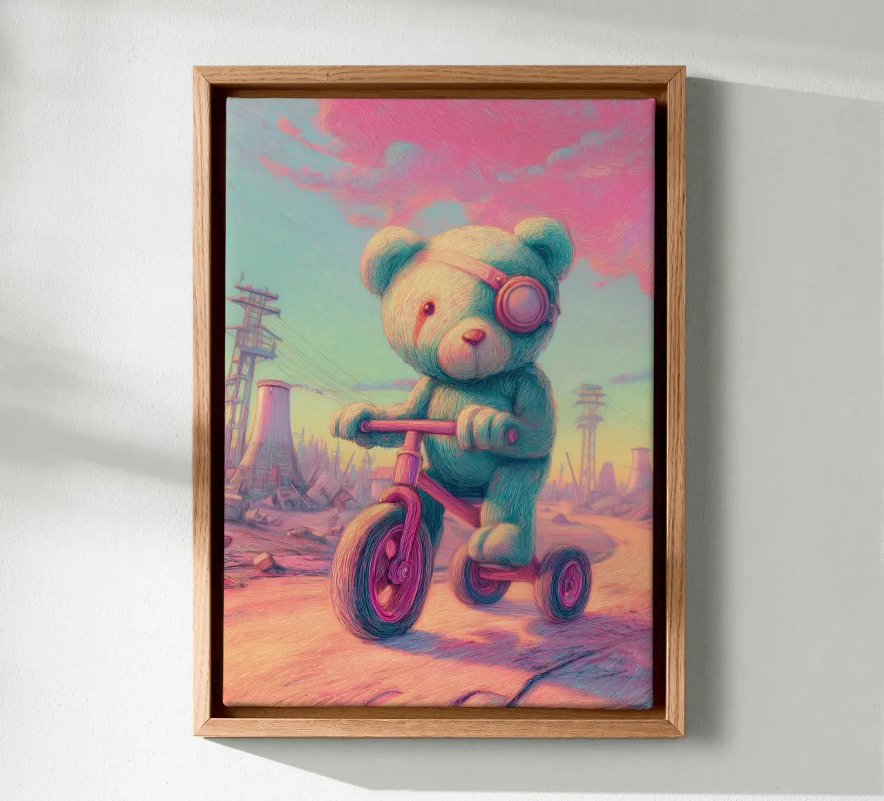 Orso con un occhio solo nella terra desolata tela da pixelbull - medieval art and more