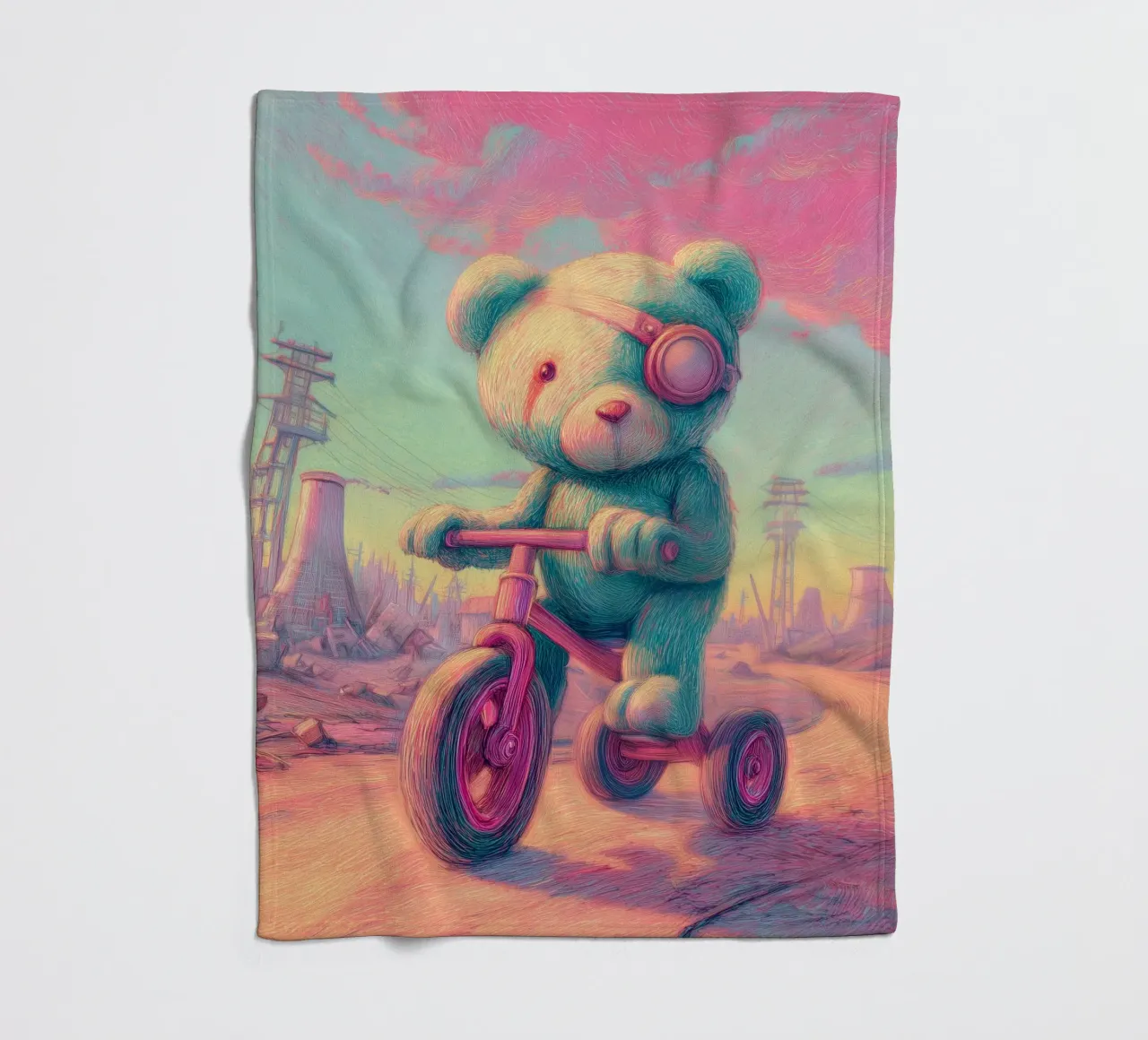 Orso con un occhio solo nella terra desolata coperta in pile da pixelbull - medieval art and more