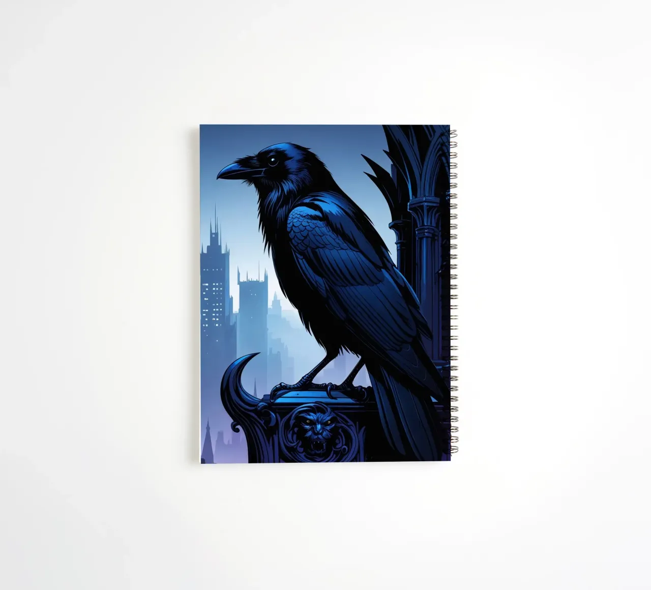 Raven on a gothic tower spiral notebook by pixelbull - medieval art and more