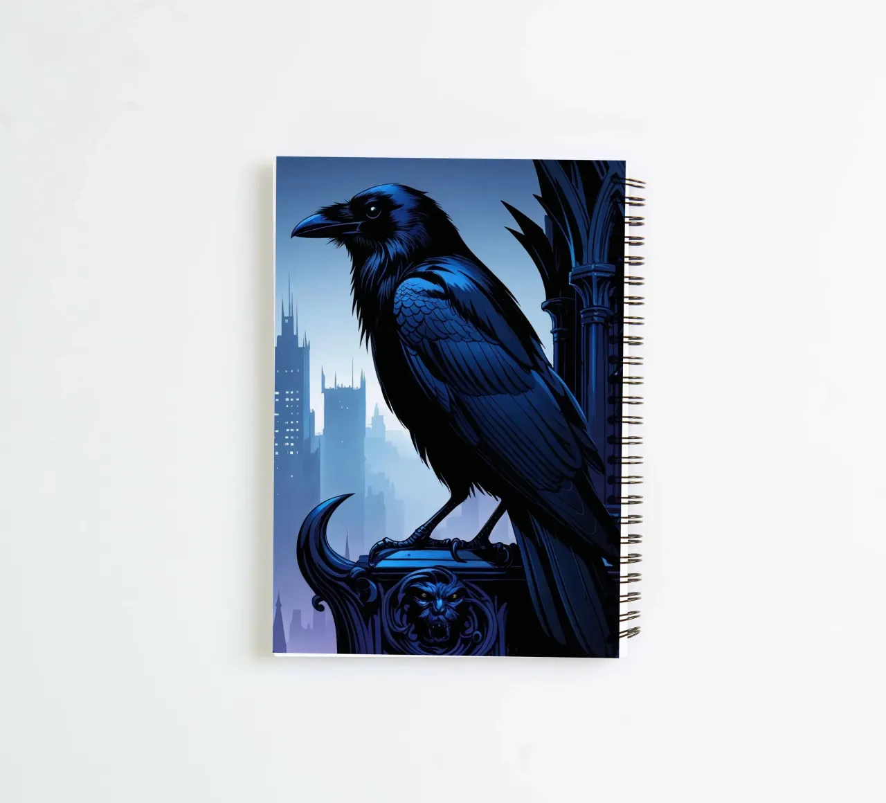 Raven on a gothic tower spiral notebook by pixelbull - medieval art and more