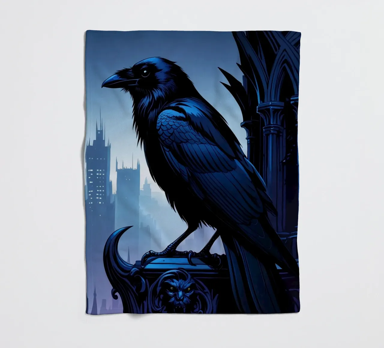Corvo su una torre gotica coperta in pile da pixelbull - medieval art and more