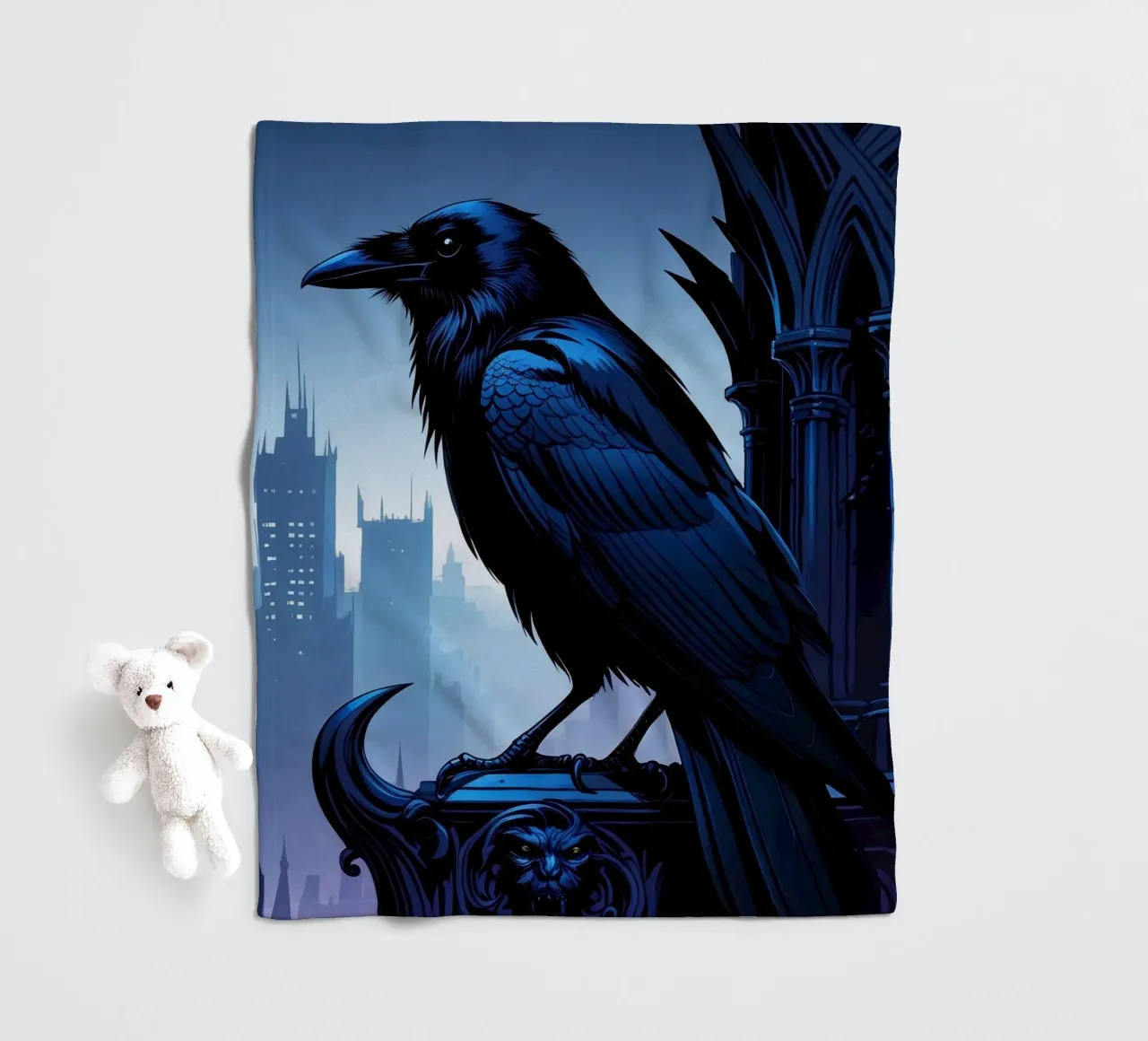 Corvo su una torre gotica coperta in pile da pixelbull - medieval art and more