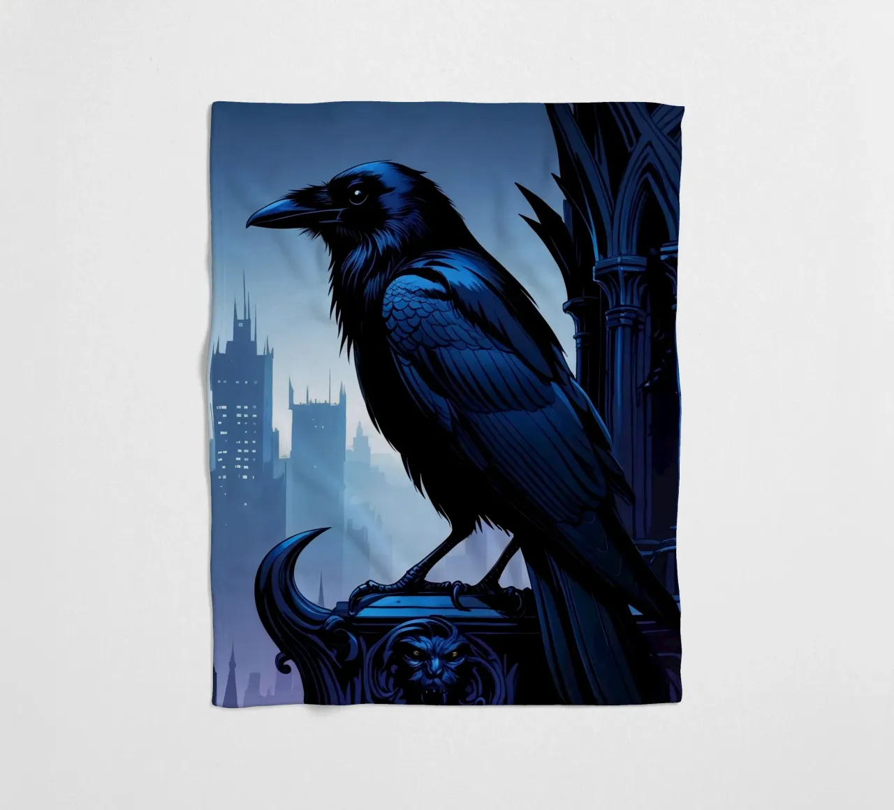Corvo su una torre gotica coperta in pile da pixelbull - medieval art and more