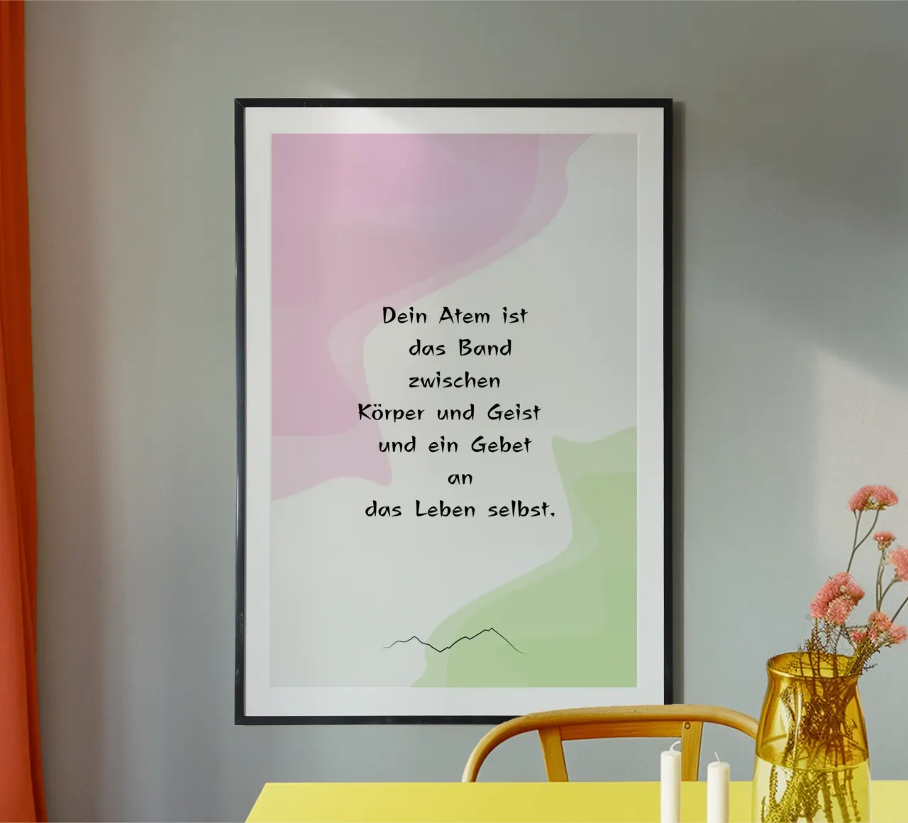 Dein Atem poster with wooden frame by AESTHETIC VIBES by Isabel