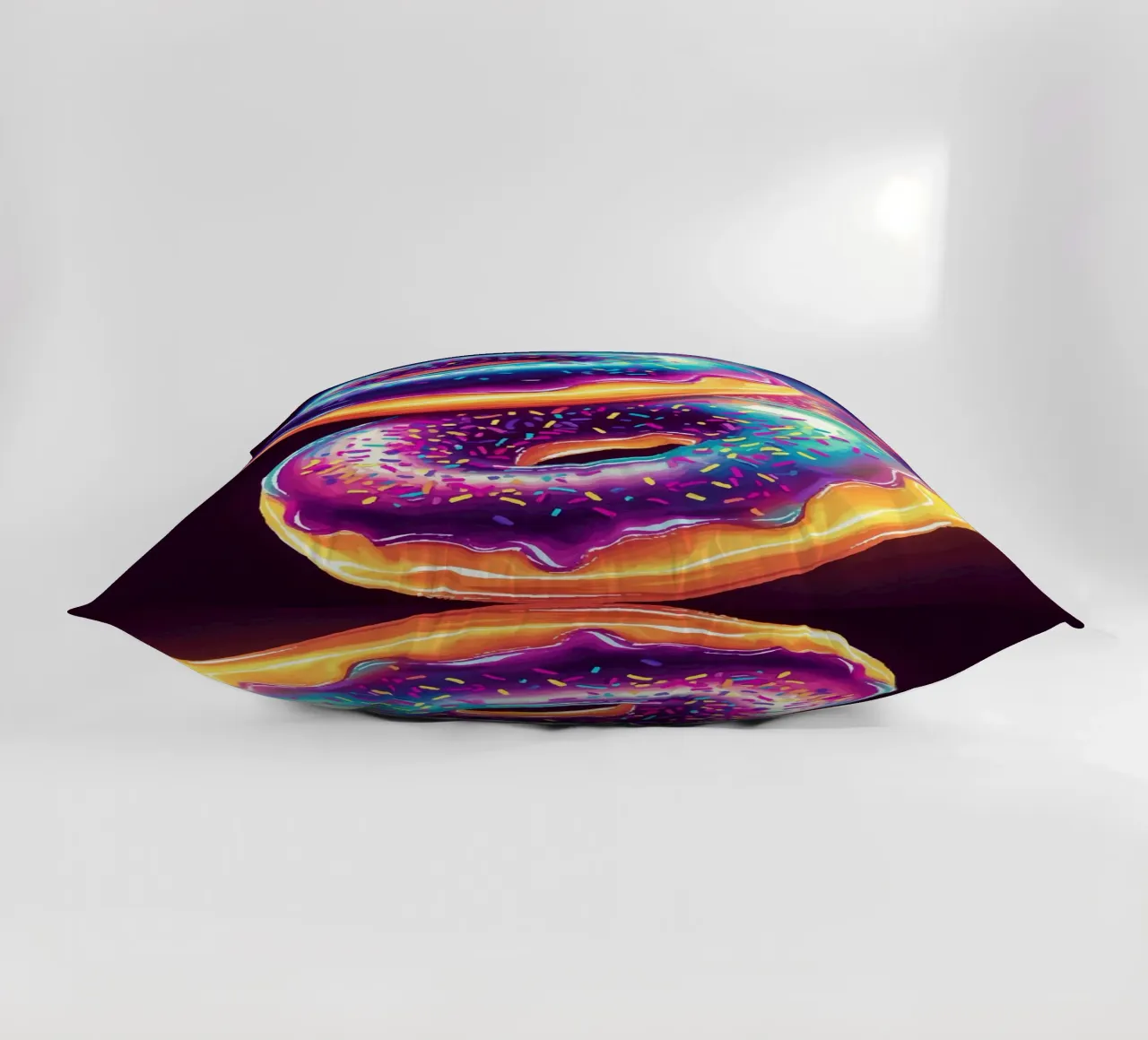 Neon donuts with a cosmic glow decorative cushion by pixelbull - medieval art and more