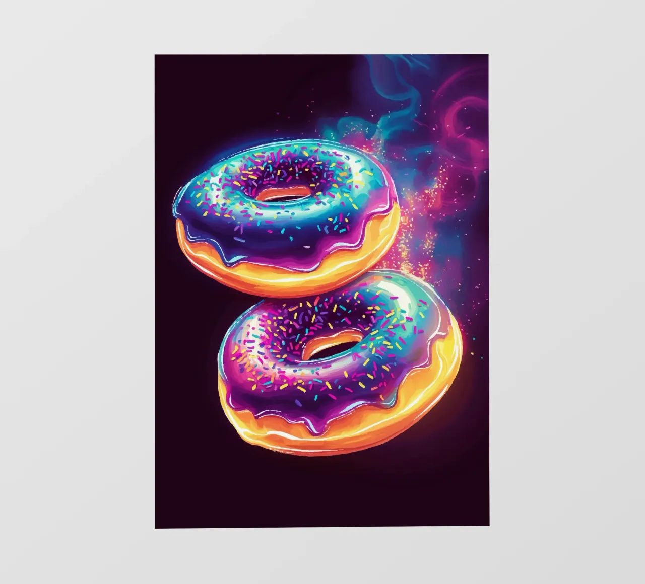 Neon Donuts im kosmischen Glanz Fototapete von pixelbull - medieval art and more