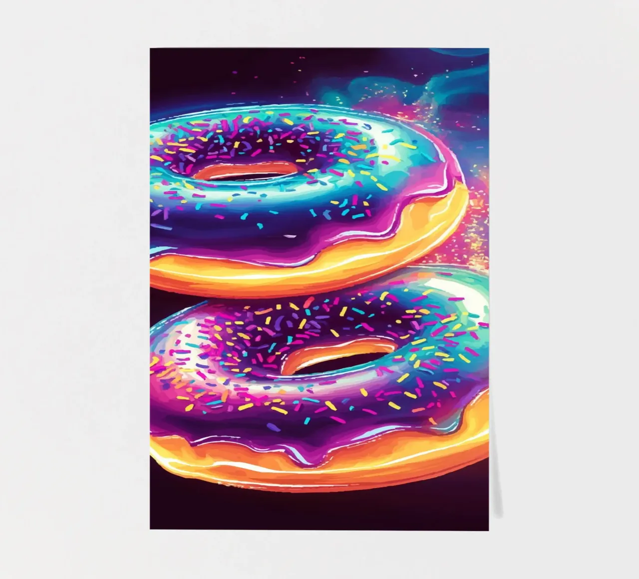 Neon donuts with a cosmic glow sticker sheet by pixelbull - medieval art and more