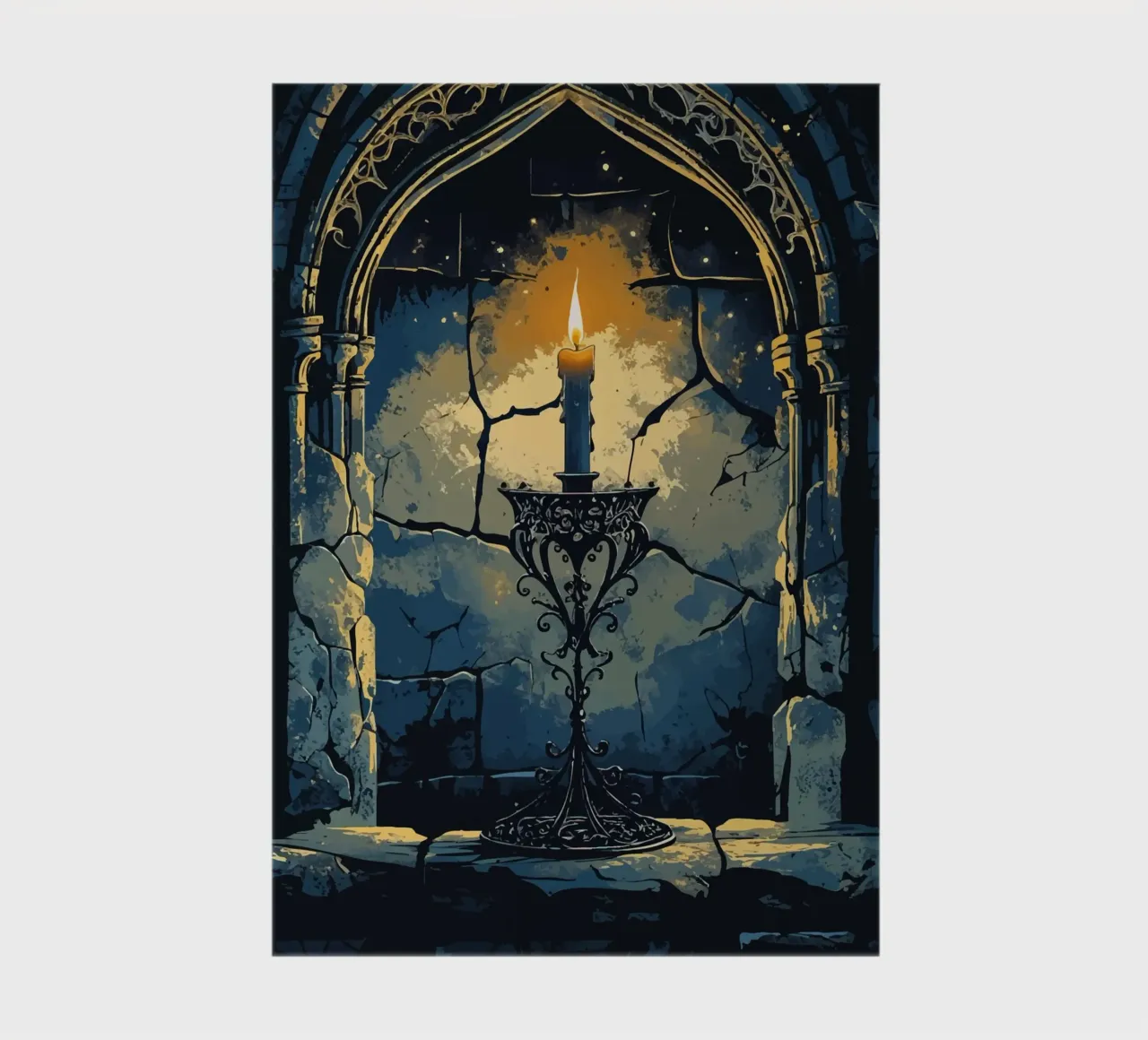 Candela mistica in un arco gotico diario da pixelbull - medieval art and more
