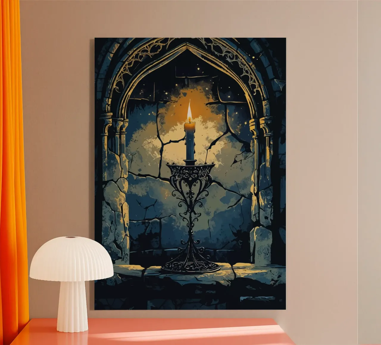 Candela mistica in un arco gotico plexiglass da pixelbull - medieval art and more