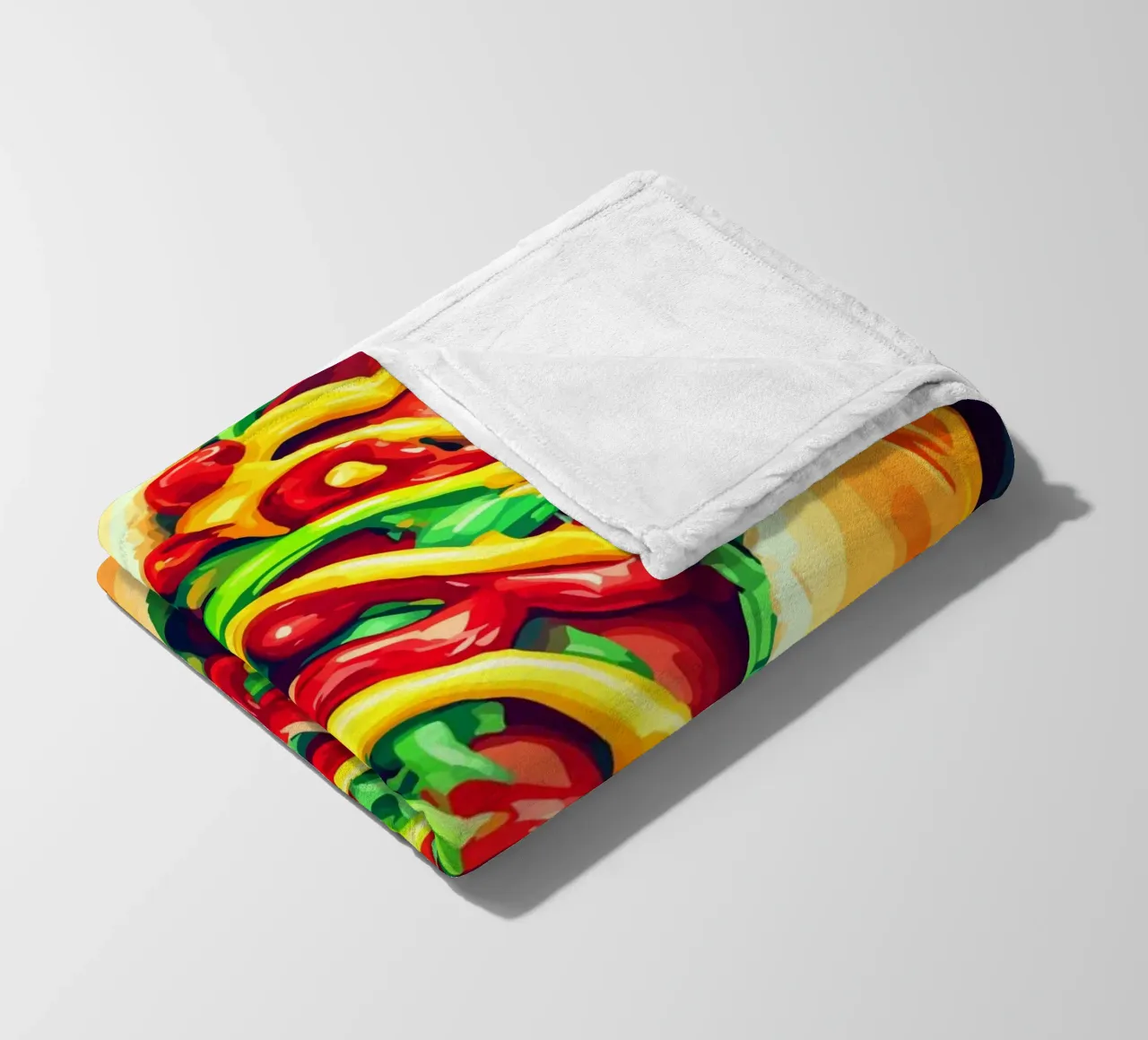 Hot dog colorati con un'esplosione di salsa coperta in pile da pixelbull - medieval art and more