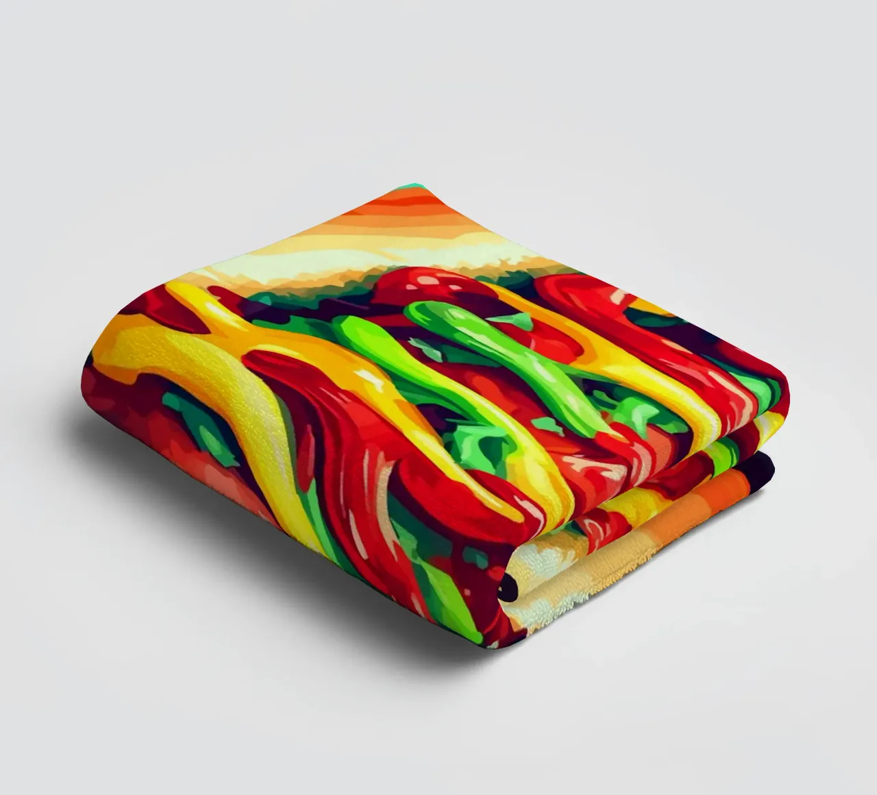 Hot dog colorati con un'esplosione di salsa asciugamano da bagno da pixelbull - medieval art and more