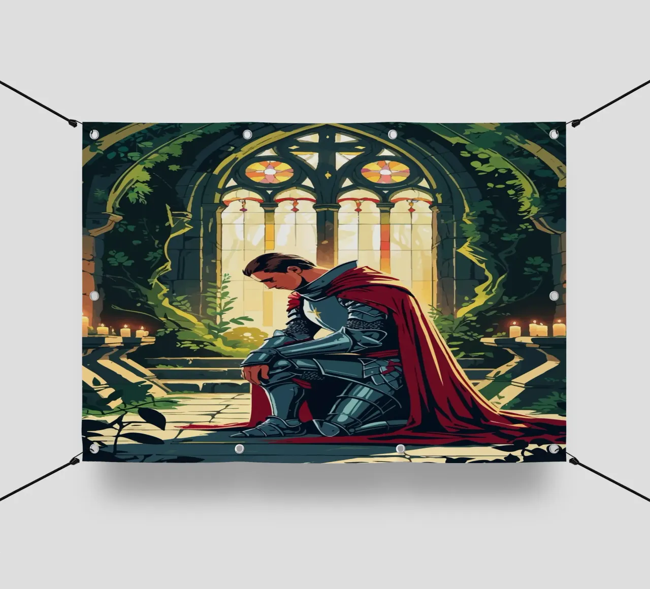Ritter in stiller Andacht telo in pvc da pixelbull - medieval art and more