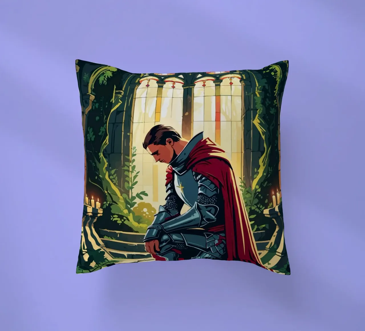 Ritter in stiller Andacht cuscino da pixelbull - medieval art and more