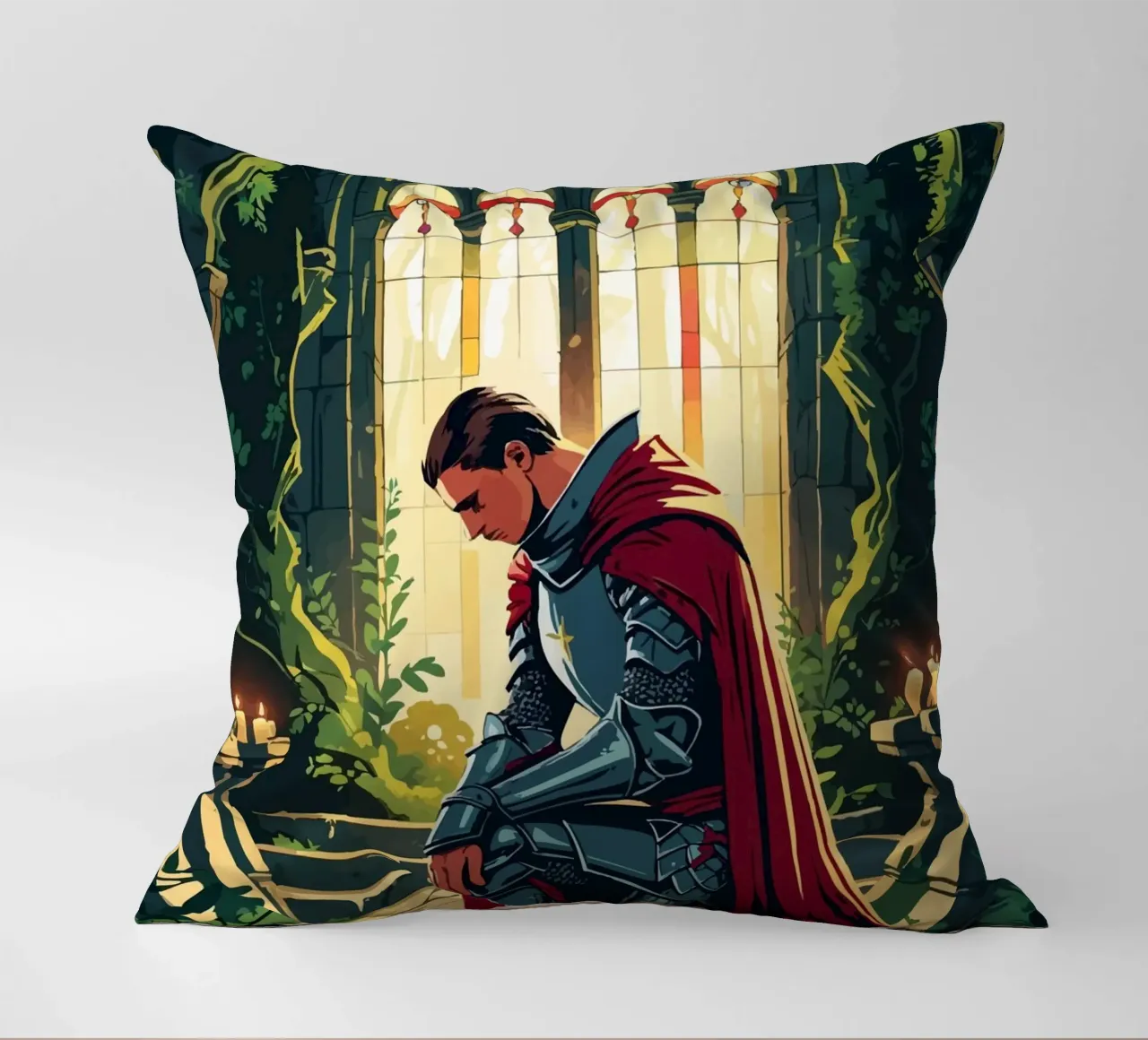 Ritter in stiller Andacht cuscino da pixelbull - medieval art and more