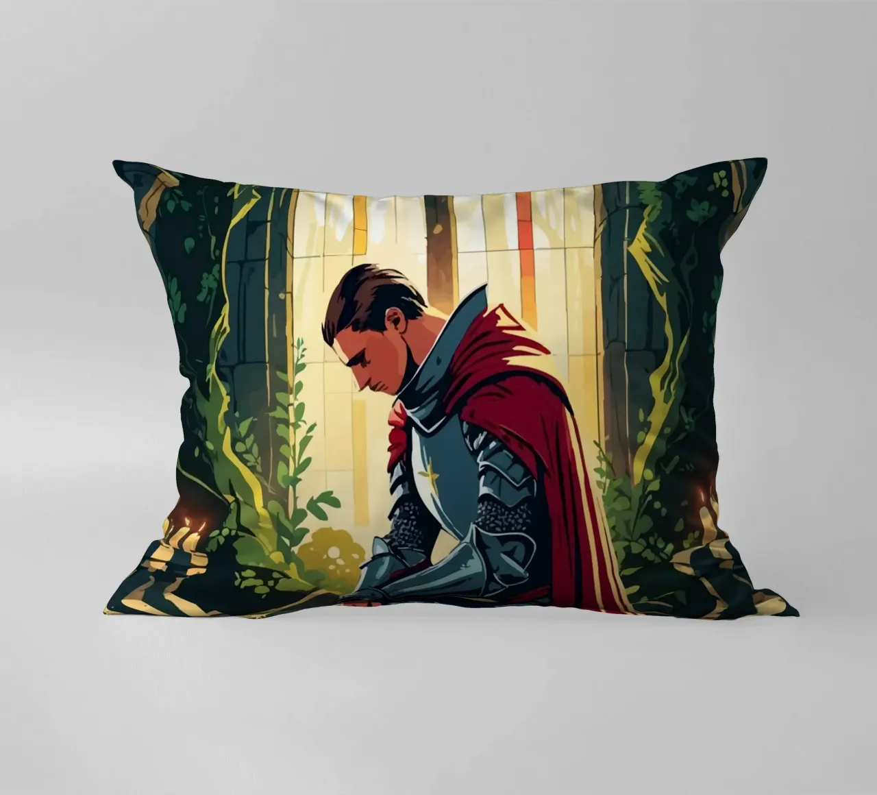Ritter in stiller Andacht cuscino da pixelbull - medieval art and more