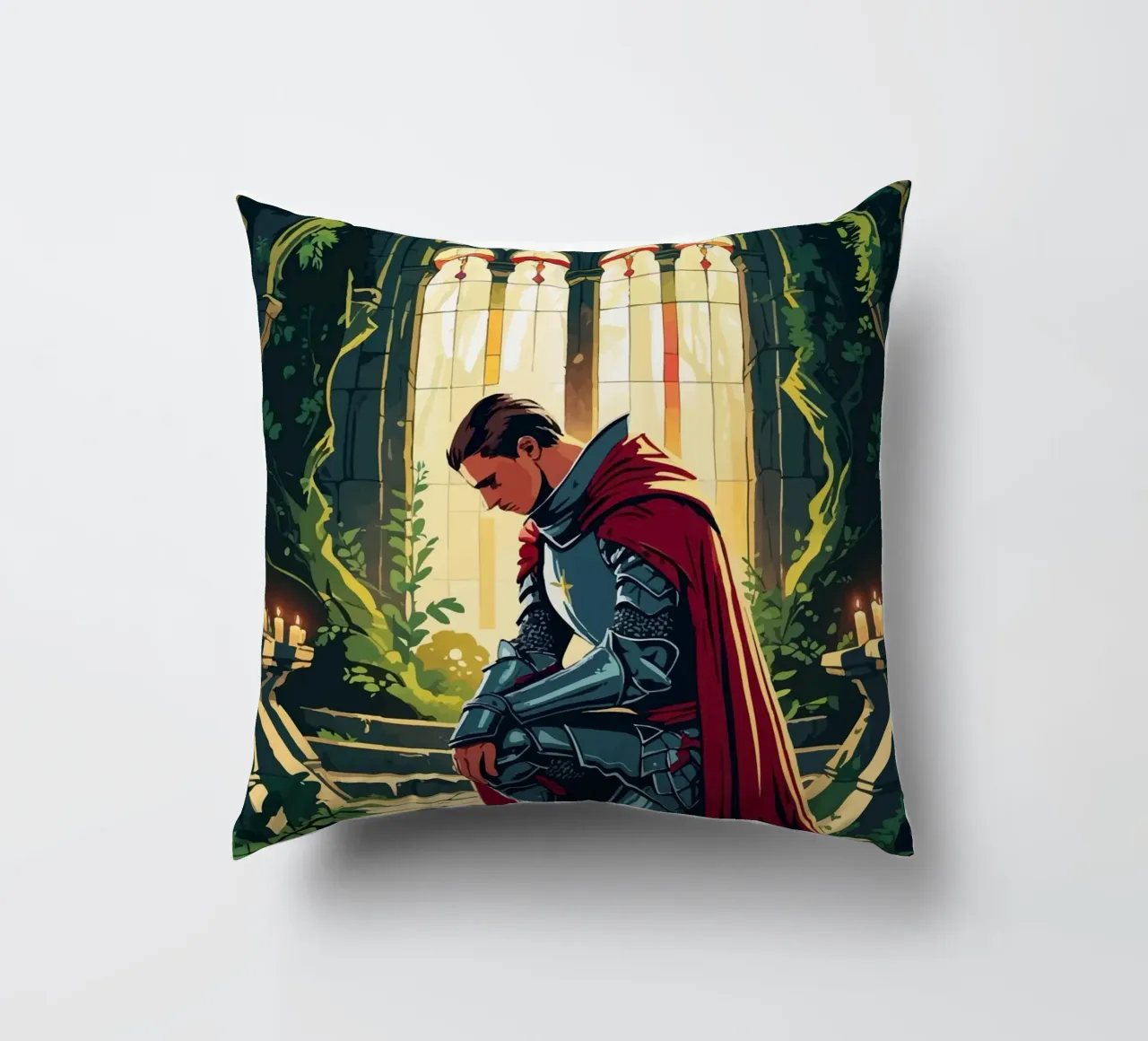 Ritter in stiller Andacht cuscino da pixelbull - medieval art and more