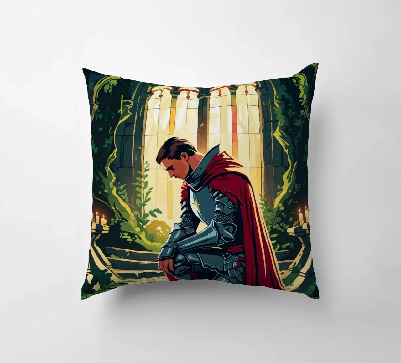 Ritter in stiller Andacht cuscino da pixelbull - medieval art and more
