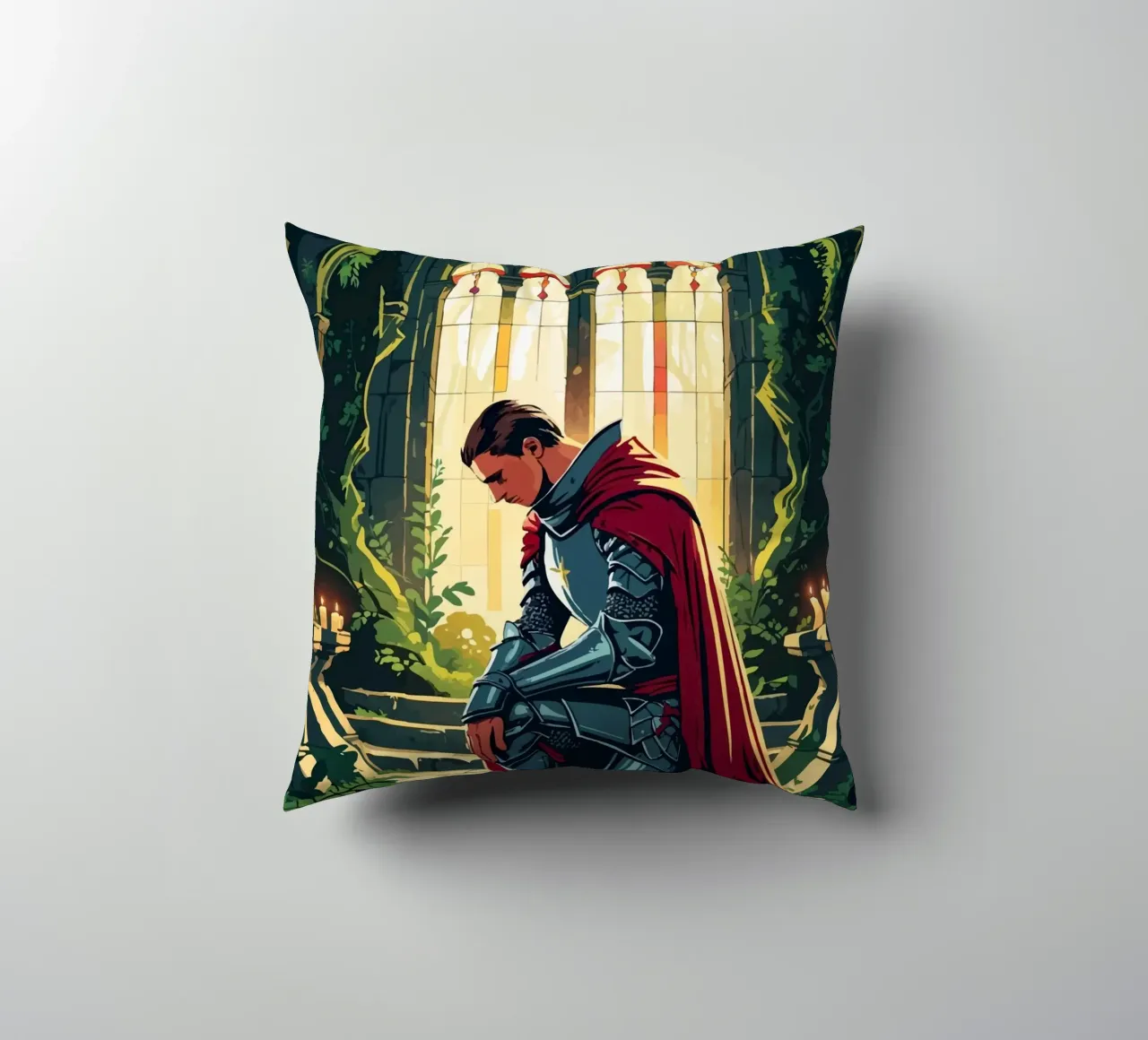 Ritter in stiller Andacht cuscino da pixelbull - medieval art and more