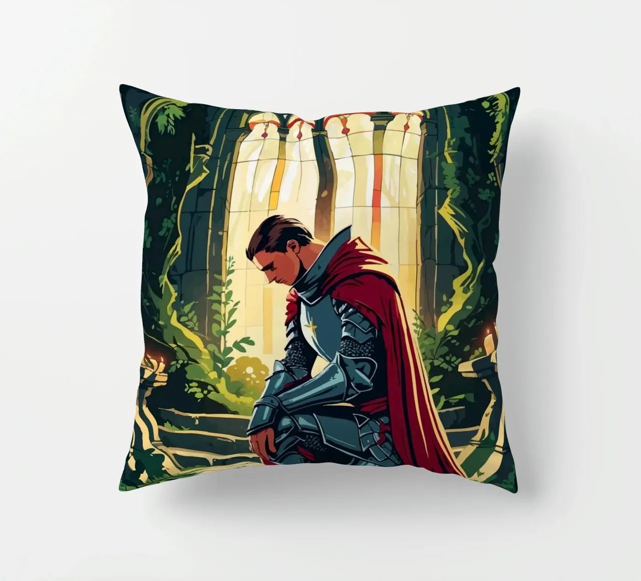 Ritter in stiller Andacht cuscino da pixelbull - medieval art and more