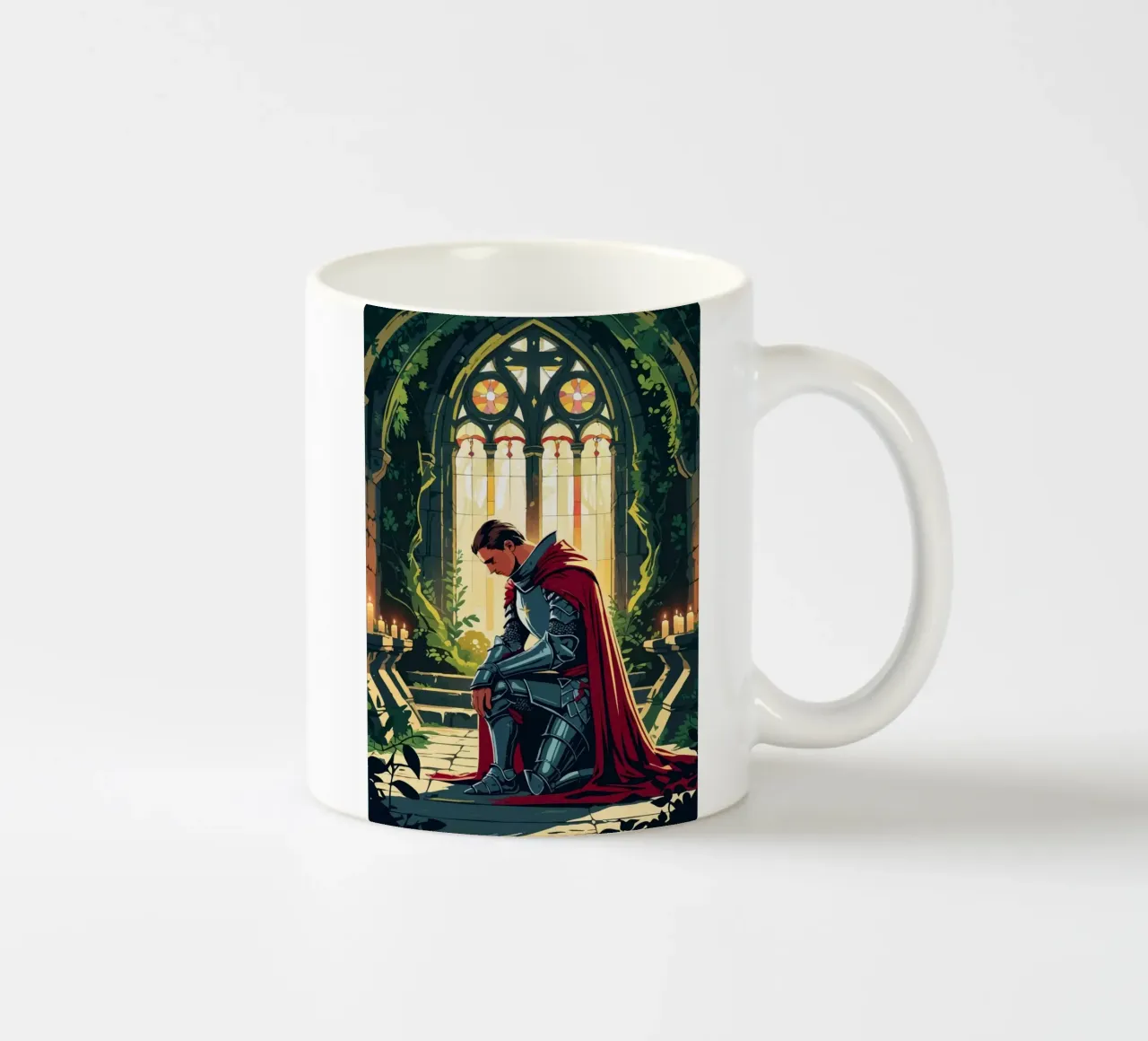 Ritter in stiller Andacht tazza in ceramica da pixelbull - medieval art and more