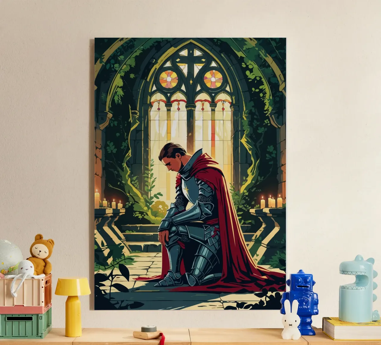 Ritter in stiller Andacht plexiglass da pixelbull - medieval art and more
