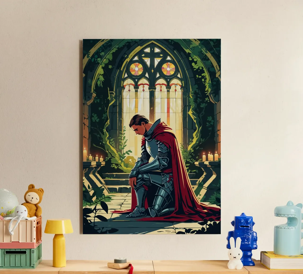 Ritter in stiller Andacht alluminio dibond da pixelbull - medieval art and more
