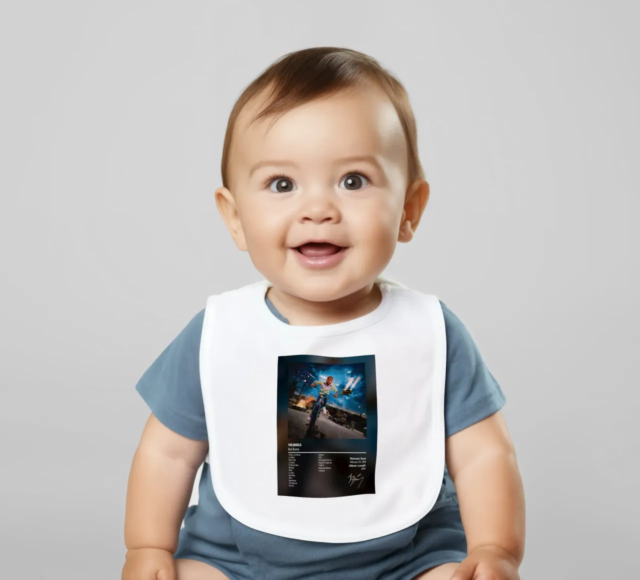 YHLQMDLG (2020) by Bad Bunny baby bib by DGUnder