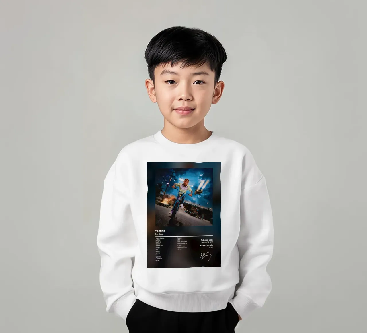 YHLQMDLG (2020) by Bad Bunny kids sweatshirt by DGUnder