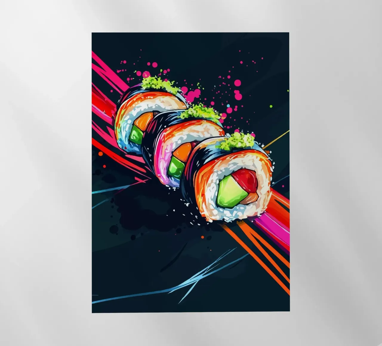 Rotoli di sushi dinamici con colori al neon pellicola backlit da pixelbull - medieval art and more