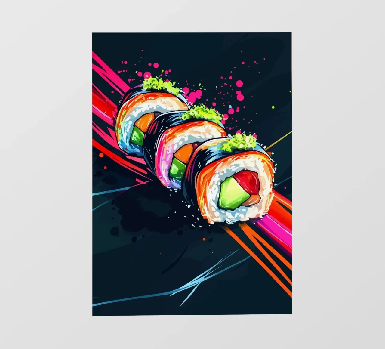 Rotoli di sushi dinamici con colori al neon telo in pvc da pixelbull - medieval art and more