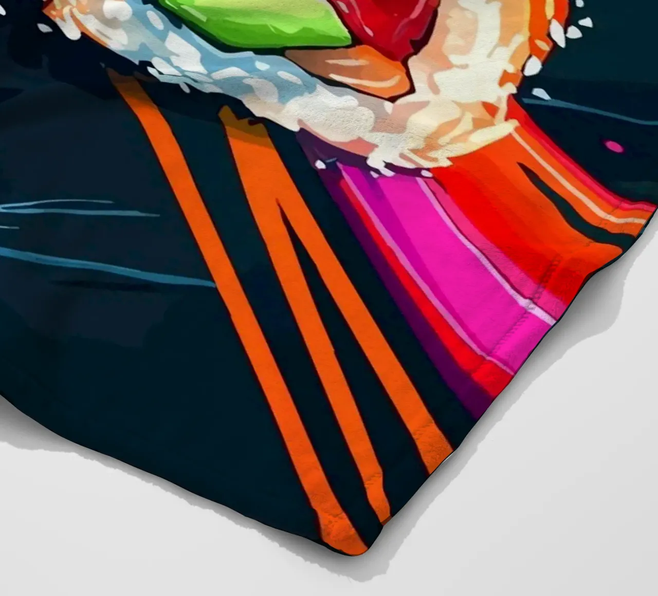 Rotoli di sushi dinamici con colori al neon coperta in pile da pixelbull - medieval art and more