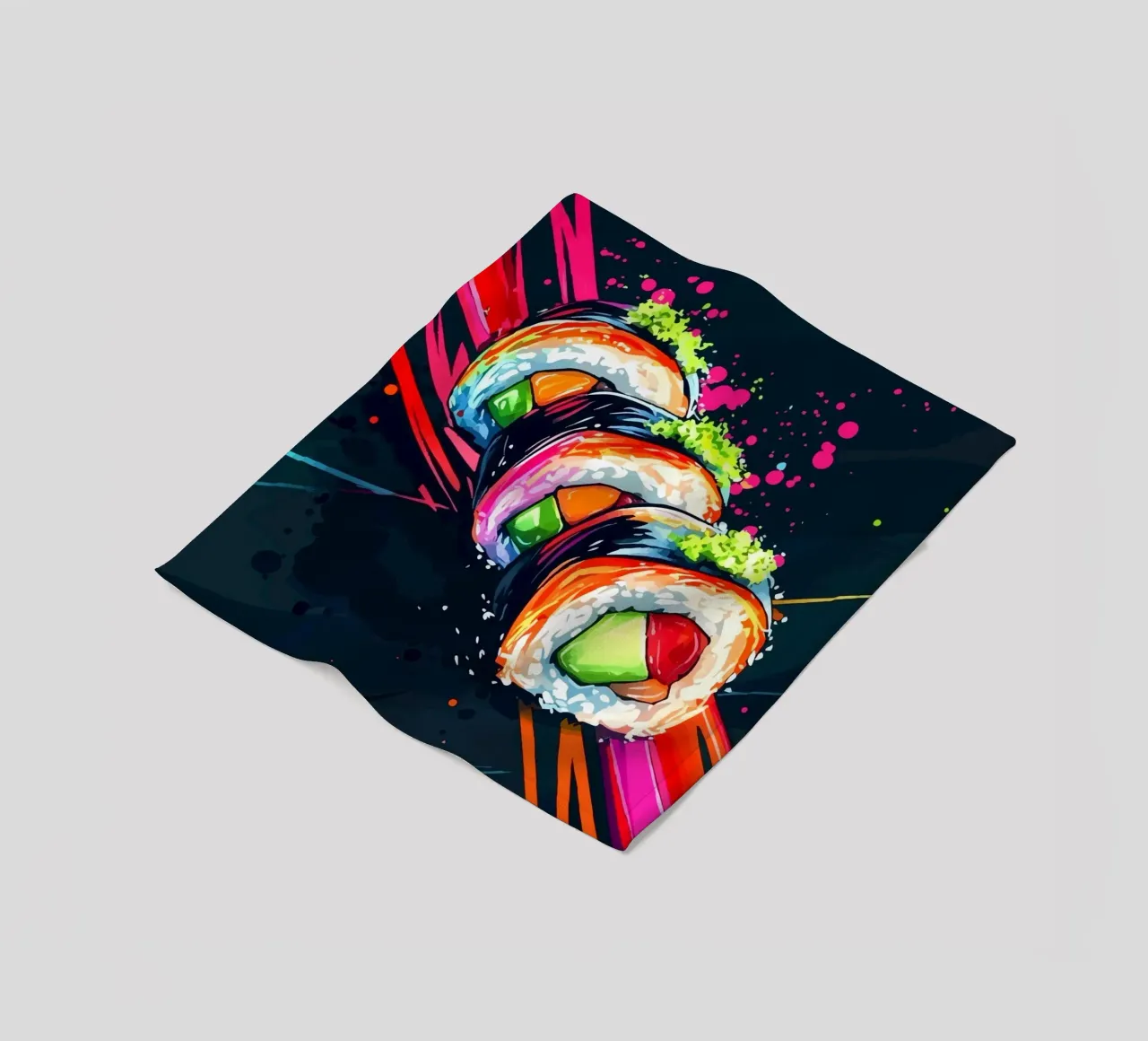 Rotoli di sushi dinamici con colori al neon coperta in pile da pixelbull - medieval art and more