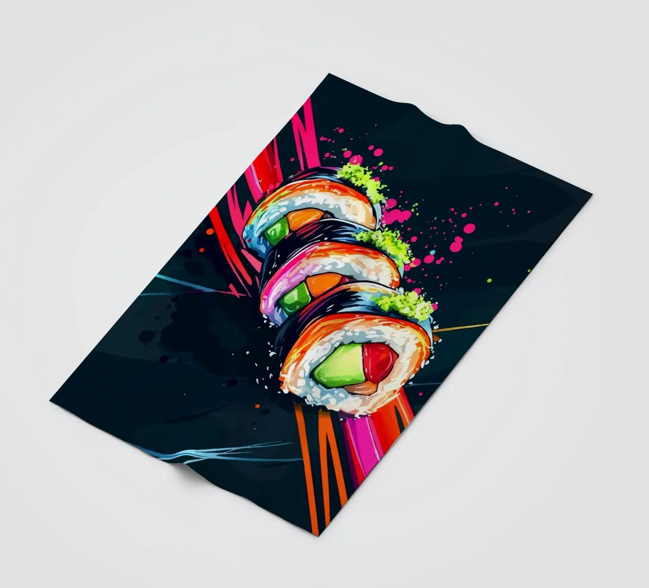 Rotoli di sushi dinamici con colori al neon coperta in pile da pixelbull - medieval art and more