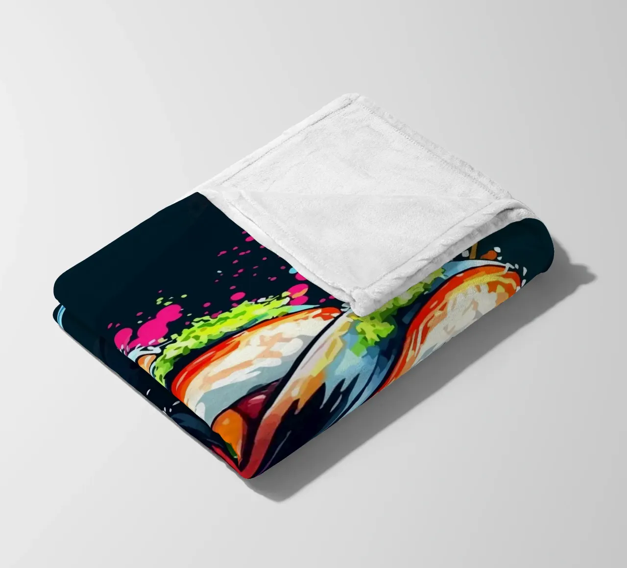 Rotoli di sushi dinamici con colori al neon coperta in pile da pixelbull - medieval art and more