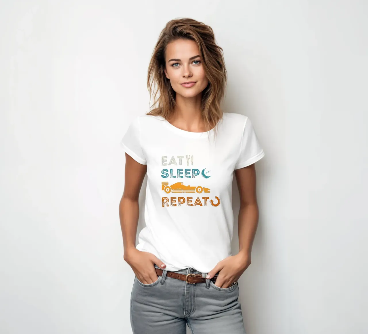 Eat Sleep Formula Repeat women's fitted t-shirt by Mariel Toigo