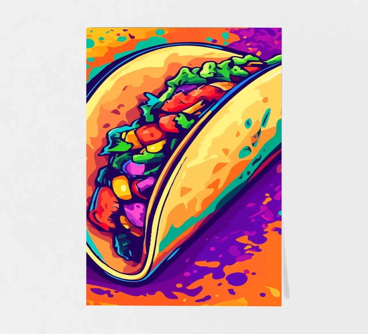 Taco on a colourful splash of paint backdrop sticker sheet by pixelbull - medieval art and more