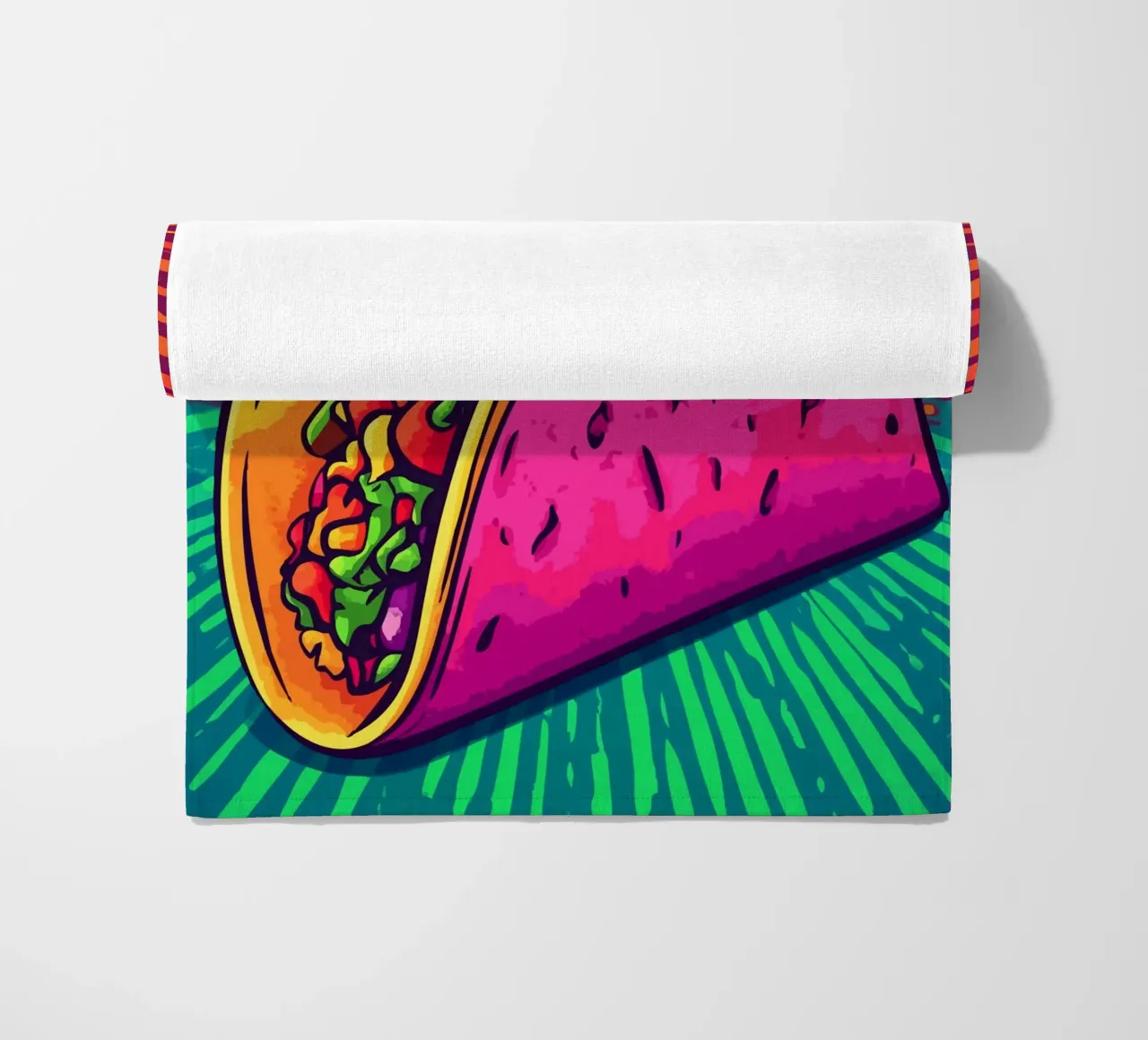 Esplosione di taco colorati con raggi di sole telo mare da pixelbull - medieval art and more