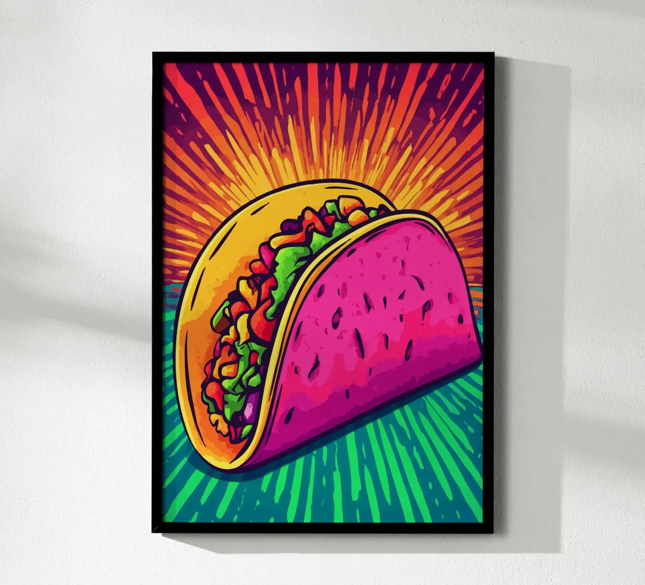 Esplosione di taco colorati con raggi di sole poster da pixelbull - medieval art and more