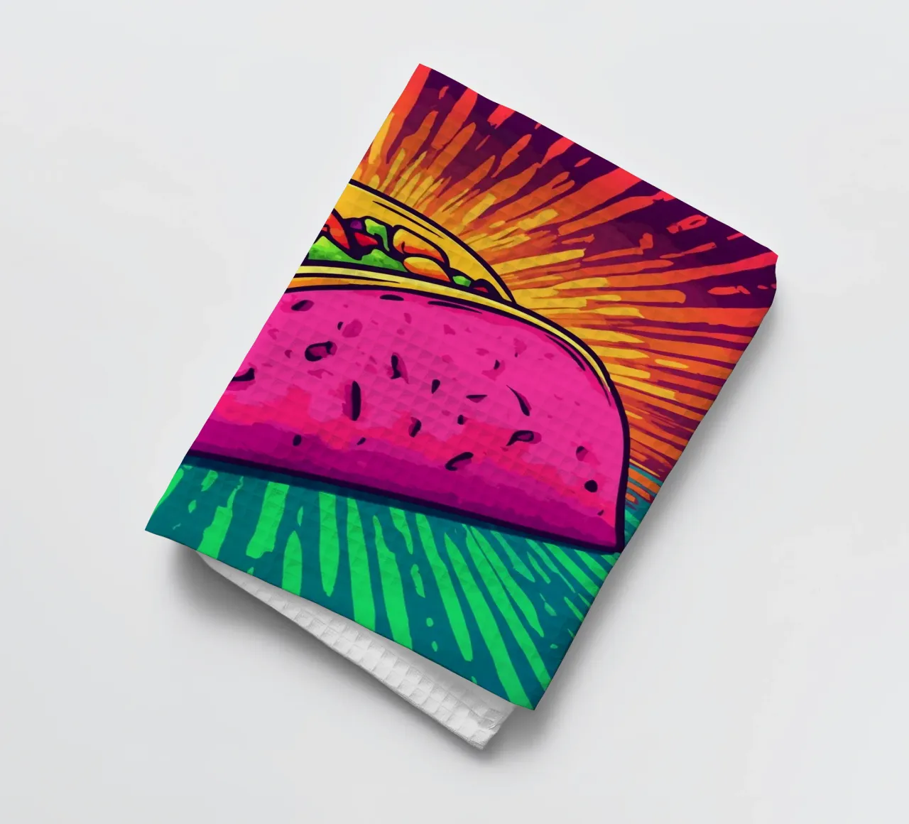 Esplosione di taco colorati con raggi di sole canovaccio da cucina da pixelbull - medieval art and more