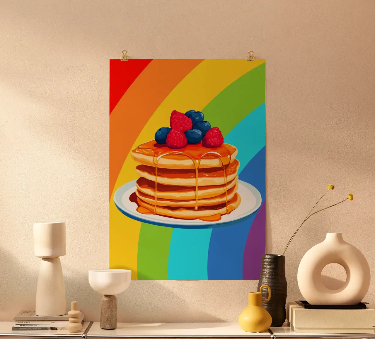 Pancake arcobaleno con frutti di bosco carta hahnemühle da pixelbull - medieval art and more