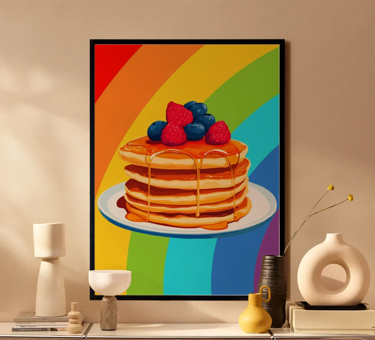 Pancake arcobaleno con frutti di bosco carta hahnemühle da pixelbull - medieval art and more